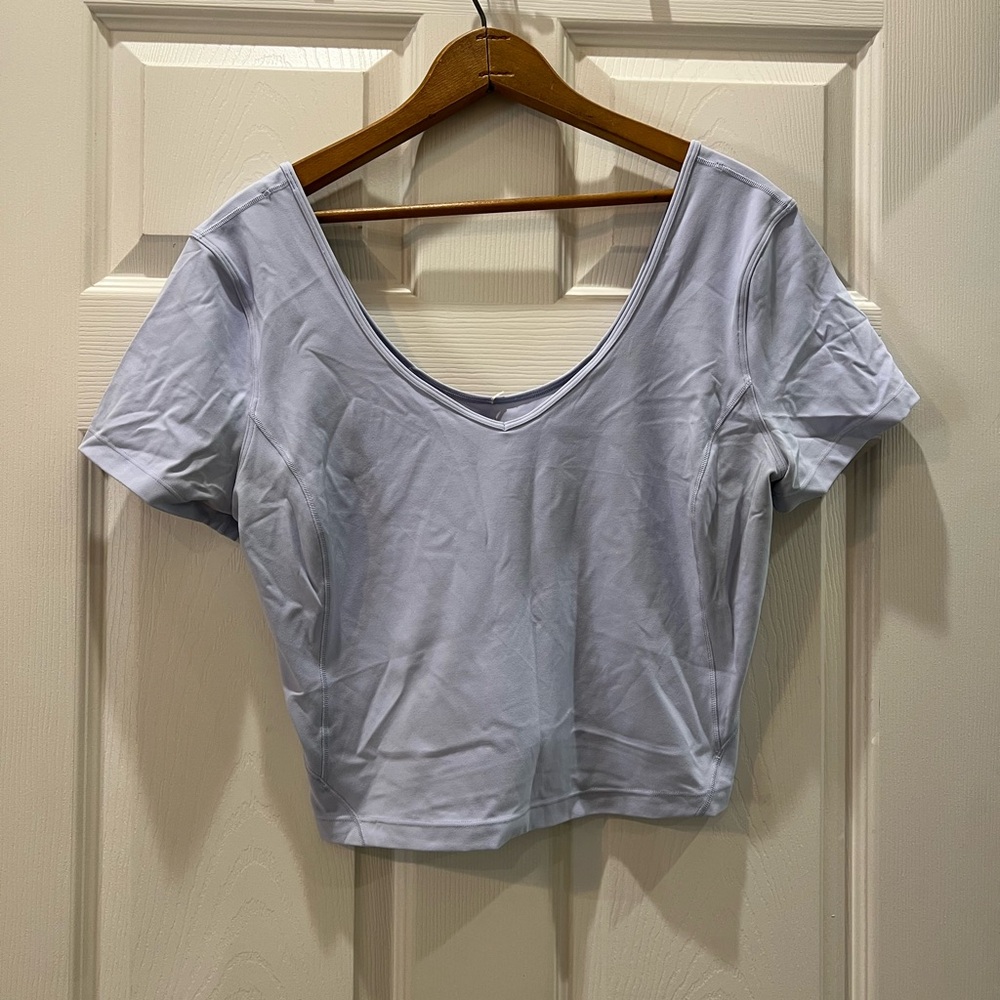 Lululemon Athletica Blue Fitted Crop T-Shirt
